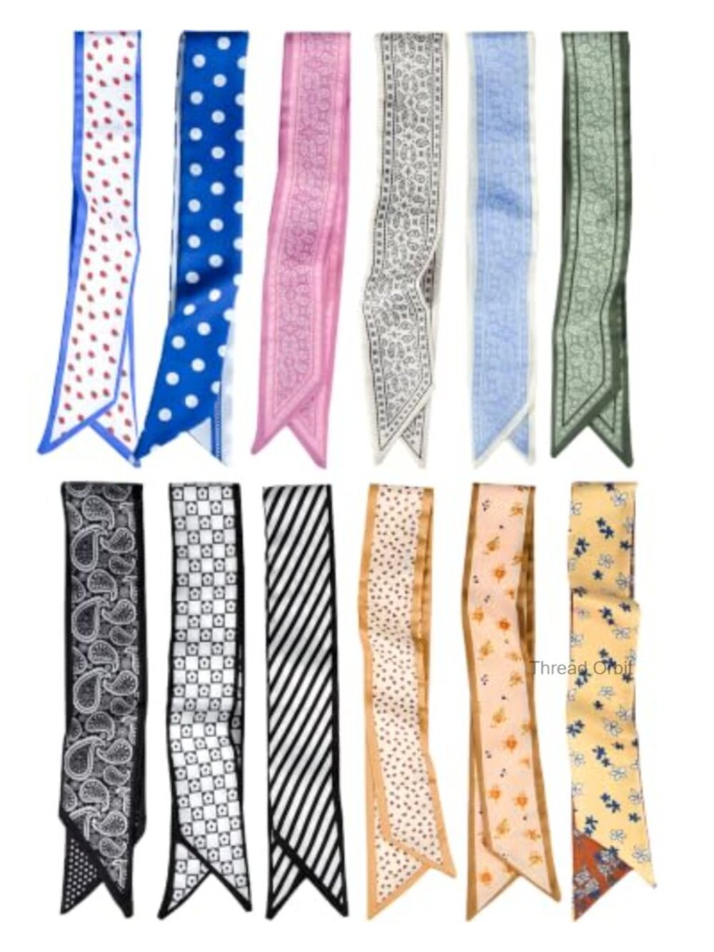 12 Pcs Polyester Imitation Silk Fashion Scarves Set Multifunctional Women